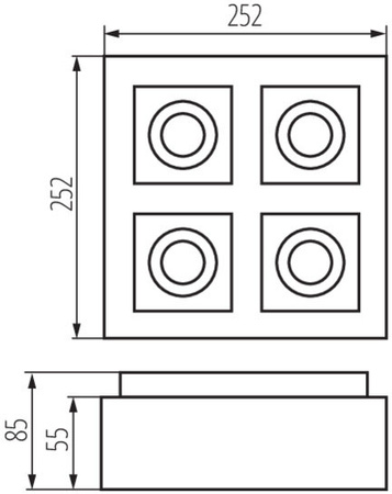 Halogenové bodové svítidlo pro povrchovou montáž SPOT pohyblivé černé 4xGU10 STOBI Kanlux