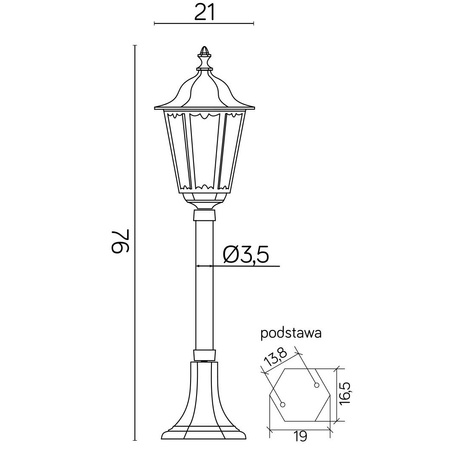 Venkovní stojací zahradní lampa POST Retro Midi K 5002/3/M E27 76cm Su-Ma
