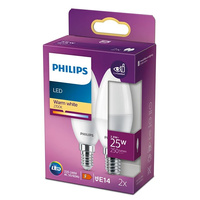 Sada 2x LED žárovka E14 B35 2,8W = 25W 250lm 2700K Teplá PHILIPS