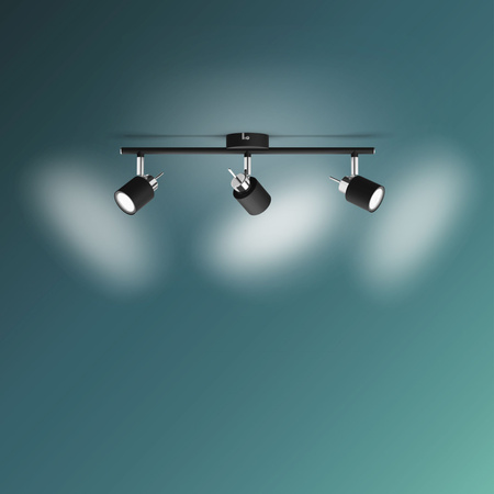 MERANTI Stropní svítidlo 3x GU10 Nástěnný reflektor Pohyblivý černý PHILIPS
