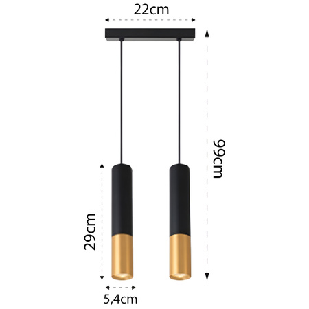 KEON 2xGU10 Nastavitelné stropní závěsné svítidlo černé a zlaté MASTERLED