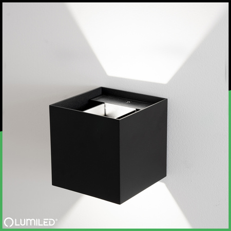 Zahradní nástěnná lampa 2x 3W, nastavitelné nahoru a dolů 4000K Černá PICEA LUMILED