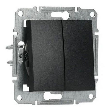 Dvojitý schodišťový vypínač bipolární bez rámu Asfora pro zapuštěnou montáž IP20 antracit