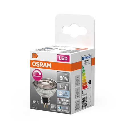 GU5.3 MR16 LED žárovka 8W = 50W 670lm 4000K Neutrální bila 36° CRI90 12V OSRAM SUPERSTAR+ Stmívatelné