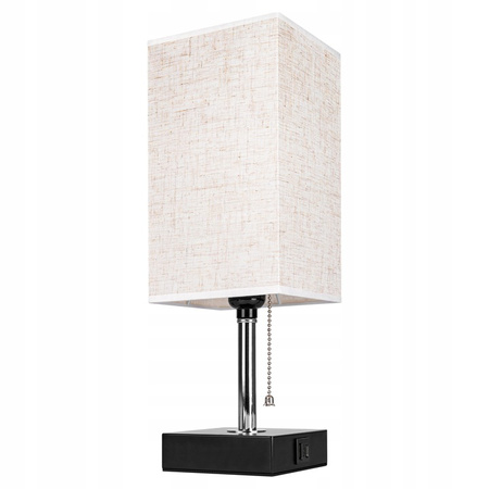 E27 Školní stolní lampa USB-A + USB-C Vypínač zapnutí/vypnutí Černý chrom Boro Masterled