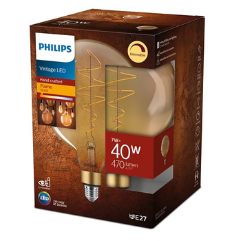 Globe LED žárovka E27 G200 7W = 40W 470lm 1800K Teplá bílá Filament Jantar PHILIPS Stmívatelné