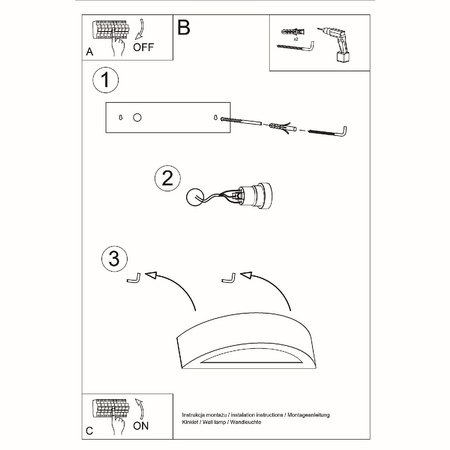 LED nástěnné svítidlo ATENA E27 Nástěnné svítidlo Semi-circular Ceramic Black SOLLUX