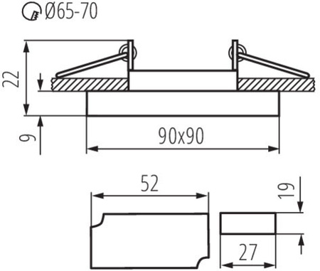 Stropní zapuštěný halogenový reflektor LED GU10 20W 210lm 6500K studená bílá Recessed Square Silver Soren Kanlux