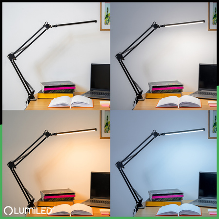 Stolní lampa LED 12W, CCT USB stmívatelná Černá COSMI LUMILED