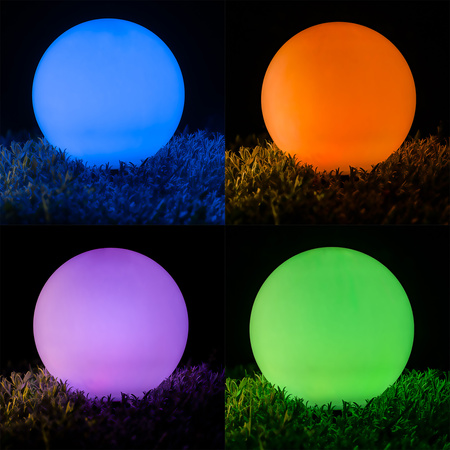LED ATRIS Solární zahradní lampa poháněná nadzemní bílou koulí 25 cm RGB LUMILED