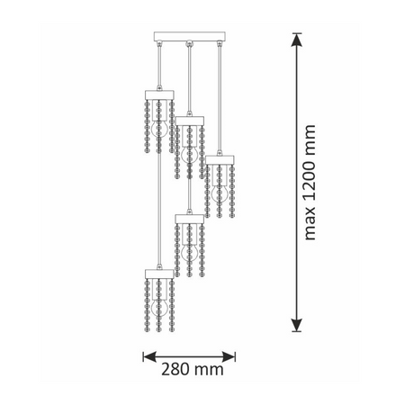 Stropní závěsné svítidlo 5x E27 Zlots Gea Sanico Goldlux