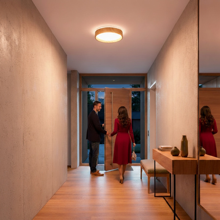 Plafond LED povrchové stropní svítidlo WOODY 18W 4000K Round IP44 27cm LUMILED