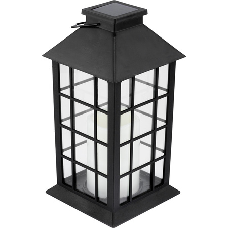 LED solární zahradní lucerna závěsná 32cm černá