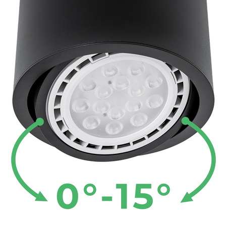 Povrchové Halogenové svítidlo GU10, AR111 SPOT TUBA 100mm Nastavitelná Kulatá Černá TELES LUMILED