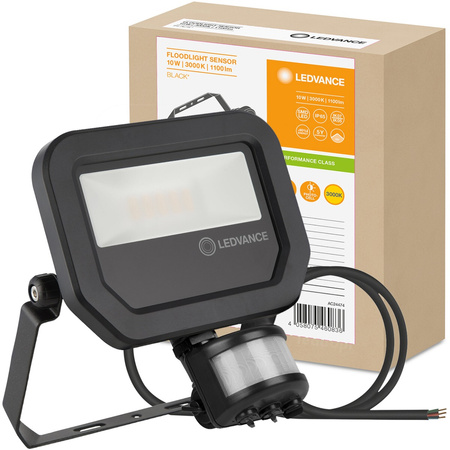 LED reflektor 10W 1100lm 3000K IP65 černý se senzorem pohybu a soumraku LEDVANCE Floodlight