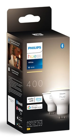 2x LED žárovka GU10 s reflektorem 4,2W = 50W 400lm 2700K teplá bílá SMART Smart Bluetooth ZigBee White Philips HUE