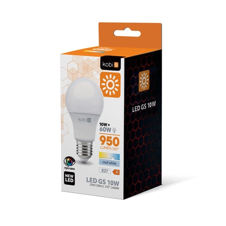 LED žárovka E27 Ball 10W 950lm 6000K Cold 270° Kobi