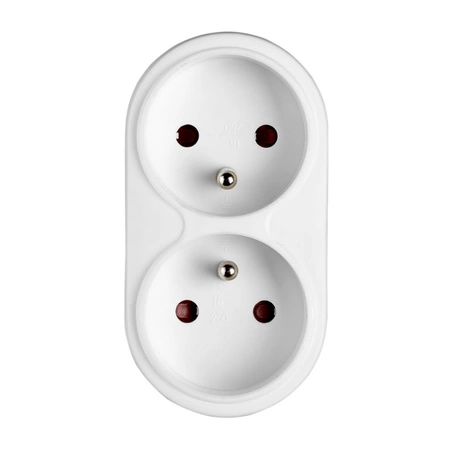 Rozdělovač elektrické sítě dvojitý 2x 2P+0 Zloděj 2 zásuvky s uzemněním VAYOX