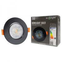 Vestavné LED svítidlo pro zapuštěnou montáž 3W / 5W / 7W CCT Black Round DOWNLIGHT Ecolight