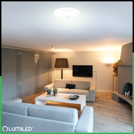 2x E27 Plafon LED Stropní svítidlo, snímač pohybu a soumraku 30cm IP44 kulatý Bílý REGIS LUMILED