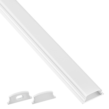 Povrchový Hliníkový Profil pro LED KM34, Stříbrný 2m + Mléčná Krytka + Záslepky LUMILED