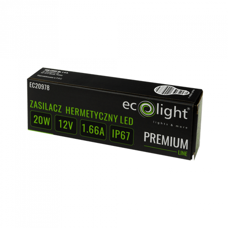 LED napájecí zdroj IP67 20W 12V Premium Ecolight
