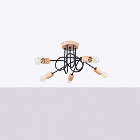 Stropní svítidlo Lustr Spider Pendant 5x E27 Přírodní dřevo Black Ember Peach Puff SL.1478 Sollux