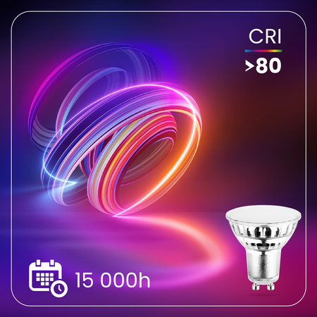 10x Žárovka LED GU10, 6W = 50W 580lm 4000K Neutrální bílá 120° Skleněná LUMILED