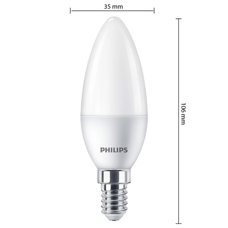 6x LED žárovka E14 Candle B35 4,9W = 40W 470lm 2700K Warm Essential Philips
