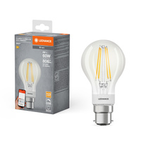 B22d A60 LED žárovka 6W = 60W 2700K Teplá bílá 806lm 300° LEDVANCE SMART+ WIFI vlákno Stmívatelné
