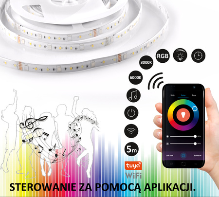 LED pásek 230V 20W RGB + CCT IP65 TUYA WIFI Smart 5m
