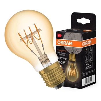 Dekorativní LED žárovka E27 A60 4.8W = 35W 400lm 2200K Teplá bílá 320° vlákno stmívatelné OSRAM Vintage 1906
