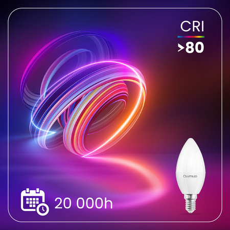 Žárovka LED Svíčka B35, E14 8W = 60W 806lm 3000K Teplá bílá 180° LUMILED