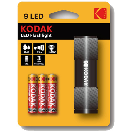 Ruční bateriová LED svítilna FLASHLIGHT 46lm IP62 + 3xAAA černá KODAK