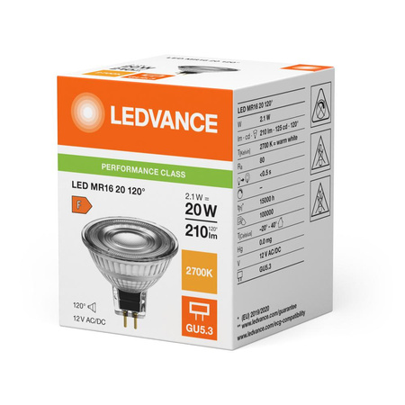 LED reflektorová žárovka GU5.3 MR16 2,1W = 20W 210lm 2700K Warm 120° 12V Ledvance