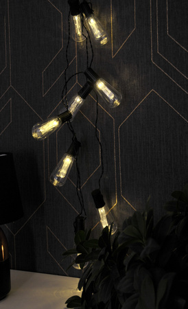 LED zahradní girlanda na baterie 2.6 m. napájení 2xAA EDISON baterie. černá GOLDLUX (Polux)