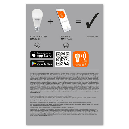 3x LED žárovka E27 A60 9W 806lm 2700K Teplá bílá SMART+ WiFi Stmívatelné Classic LEDVANCE