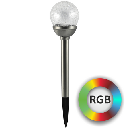 Zahradní LED koule se solárním pohonem Glass Inox 8 cm GOLDLUX (Polux)