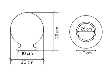 Stínidlo venkovní zahradní lampy KULA G-200 FUME 20cm Su-Ma