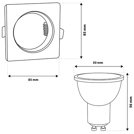 TRIX 3v1 GU10 6W 4000K WHITE MAT LUMILED čtvercové halogenové svítidlo pro zapuštěnou montáž