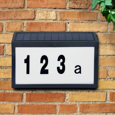 Solární LED fasáda osvětlená číslem domu Nástěnná lampa 6000K IP44