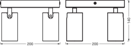 LED čtvercový reflektor 4-bodové stmívatelné 13,6W GU10 černé stropní svítidlo LEDVANCE