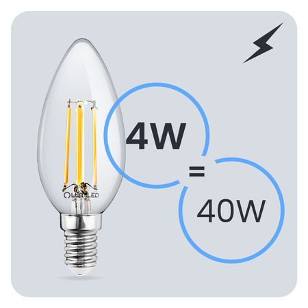 10x LED žárovka E14 Candle B35 4W = 40W 470lm 3000K Warm 360° FILAMENT LUMILED