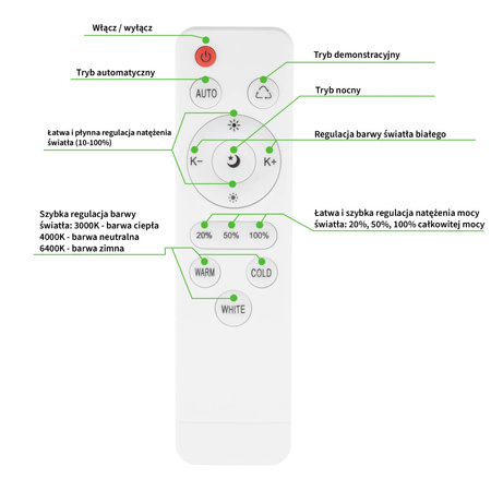 LED stropní svítidlo DIAMOND 48W 3600lm 41cm Vito + dálkový ovladač 3000K-6400K