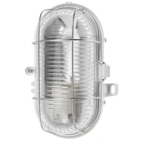 LED osvětlení E27 CHANNEL Garážové světlo Oval 100W Grid Metal IP44 White KOBI