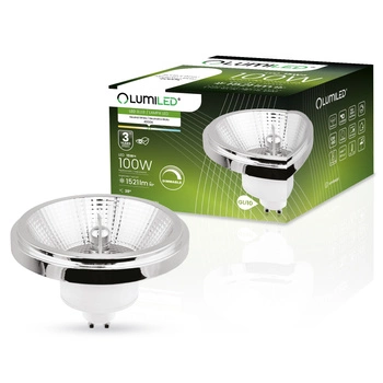 Žárovka LED GU10, ES111 15W = 100W 1521lm 4000K Neutralní bílá 38° Stříbrná Stmívatelná LUMILED