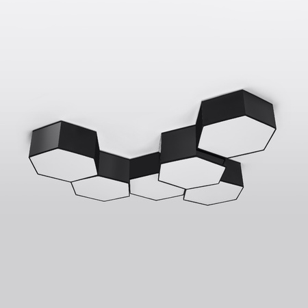 Stropní LED svítidlo SUNDE 2xE27 Šestihranné svítidlo 11cm černé SOLLUX