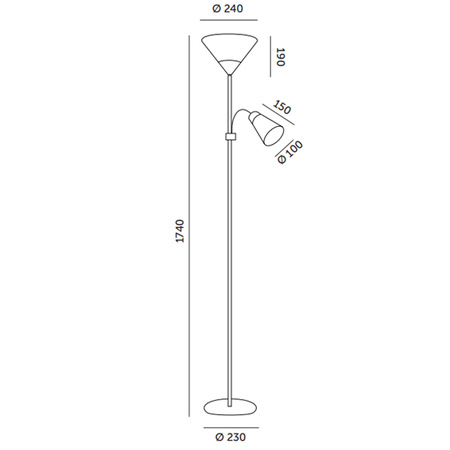 Stojací lampa se 2 body E27 E14 Black Milk Kobi