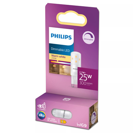 LED žárovka G9 Capsule 2,7W = 25W 300lm 2700K Warm 320° Dimmable Philips