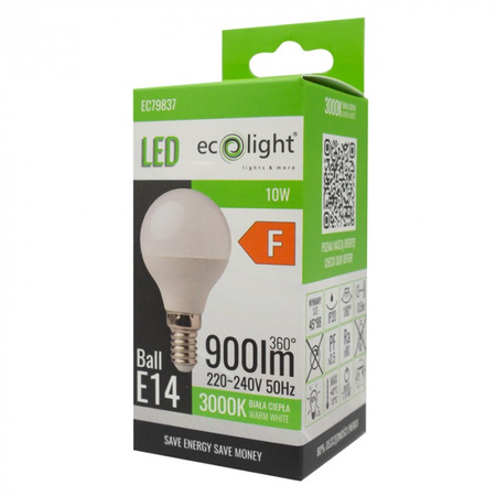 LED žárovka P45 E14 10W 900lm 3000K Warm Ecolight